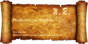 Modrovics Rados névjegykártya